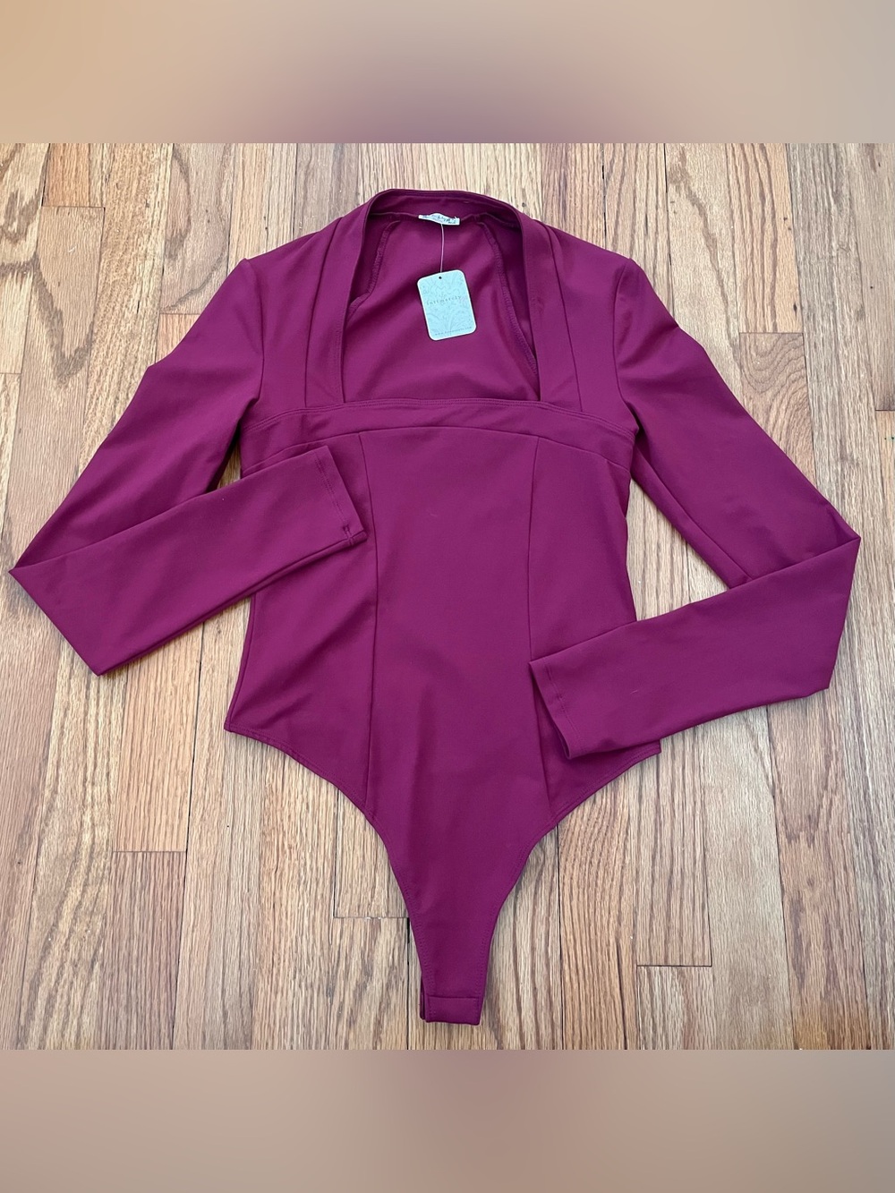 NWT Free People Long Sleeve Square Neckline Bodysuit